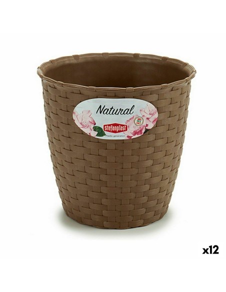 Cache-pot Stefanplast Marron Plastique 14 x 13 x 14 cm (12 Unités)