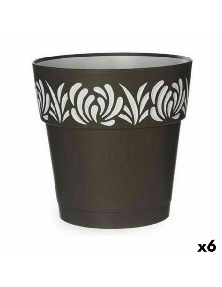Pot auto-arrosant Stefanplast Gaia Anthracite Plastique 25 x 25 x 25 cm (6 Unités)