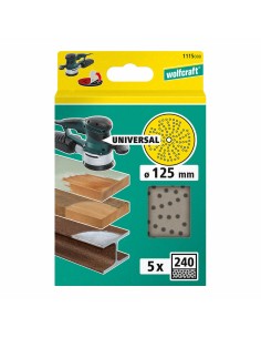 Disque de ponçage multi-trous pour ponceuse excentrique Wolfcraft 1115000 Ø 125 mm 240 g 5 Unités 2