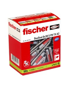 Chevilles et vis Fischer DuoSeal 557727 S A2 Imperméables Ø 6 x 38 mm (50 Unités) 2