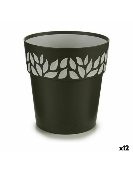 Pot auto-arrosant Stefanplast Cloe Anthracite Plastique 19 x 19 x 19 cm (12 Unités)