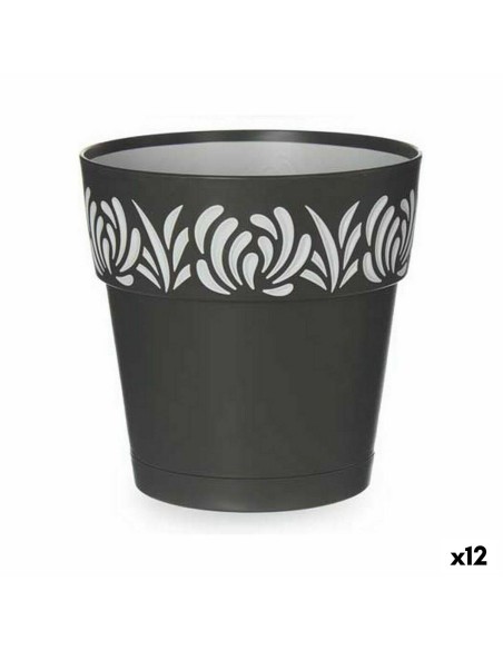 Pot auto-arrosant Stefanplast Gaia Anthracite Plastique 15 x 15 x 15 cm (12 Unités)