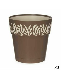 Pot auto-arrosant Stefanplast Gaia Marron Plastique 15 x 15 x 15 cm (12 Unités)