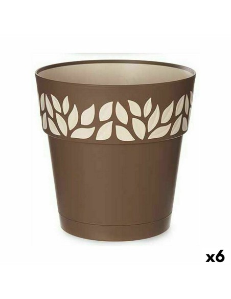 Pot auto-arrosant Stefanplast Cloe Marron Plastique 25 x 25 x 25 cm (6 Unités)