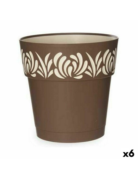 Pot auto-arrosant Stefanplast Gaia Marron Plastique 25 x 25 x 25 cm (6 Unités)