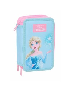 Pochette à crayons triple Frozen Bleu 12,5 x 19,5 x 5,5 cm 37 Pièces