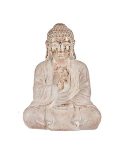 Figure décorative de jardin Ibergarden CC20412 Blanc Doré Polyrésine 23,5 x 49 x 36 cm Buda