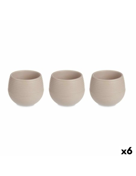 Set de pots Ibergarden ES0301214S3 Taupe Plastique 12 x 12 x 11 cm (6 Unités)