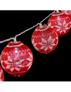 Guirlande de boules LED 2 m Ø 6 cm Rouge Blanc