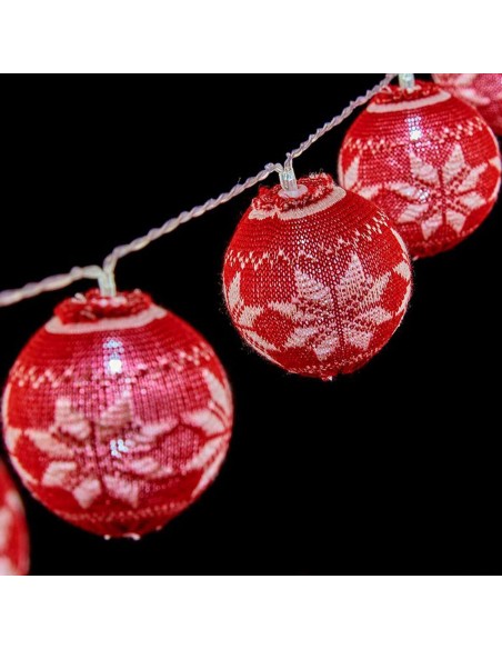 Guirlande de boules LED 2 m Ø 6 cm Rouge Blanc