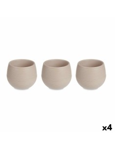 Set de pots Ibergarden ES0501214S3 Taupe Plastique 16,5 x 16,5 x 14,5 cm (4 Unités)