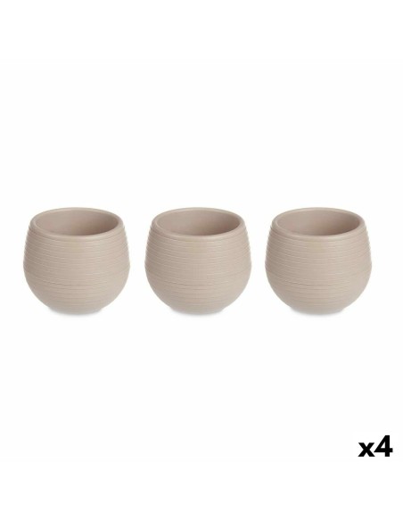 Set de pots Ibergarden ES0501214S3 Taupe Plastique 16,5 x 16,5 x 14,5 cm (4 Unités)