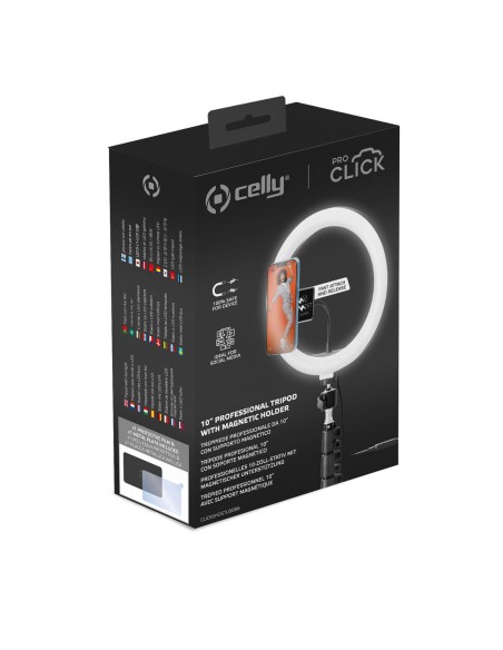 Selfie Ring Light Anneau de Lumière avec Triepied et Télécommande Celly CLICKGHOSTUSBBK