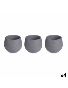 Set de pots Ibergarden ES0501102S3 Anthracite Plastique 16,5 x 16,5 x 14,5 cm (4 Unités)