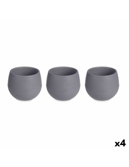 Set de pots Ibergarden ES0501102S3 Anthracite Plastique 16,5 x 16,5 x 14,5 cm (4 Unités)