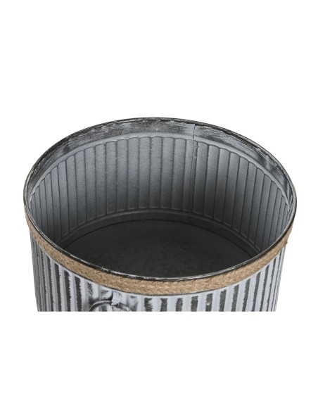 Set de pots de fleurs DKD Home Decor Marron Gris Métal Corde Vintage Usé 38 x 38 x 21 cm