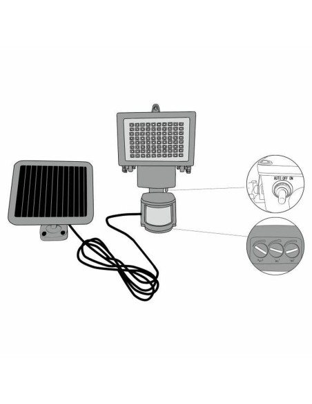 Spot solaire Galix Détecteur de Mouvement Noir Plastique 13,5 x 13,5 x 20 cm