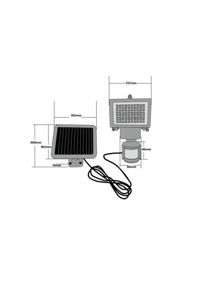 Spot solaire Galix Détecteur de Mouvement Noir Plastique 13,5 x 13,5 x 20 cm