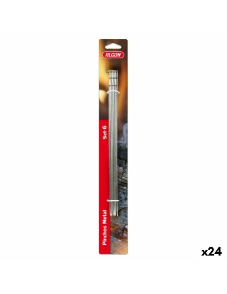 Ensemble de brochettes pour barbecue Algon Métal 6 Pièces (24 Unités) (35 x 2,5 mm)