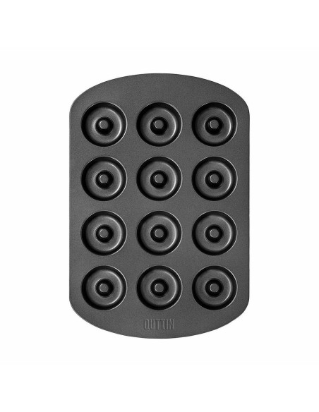 Moule pour four Quttin Noir Acier au carbone Donuts 26,5 x 18 x 2 cm (12 Unités)