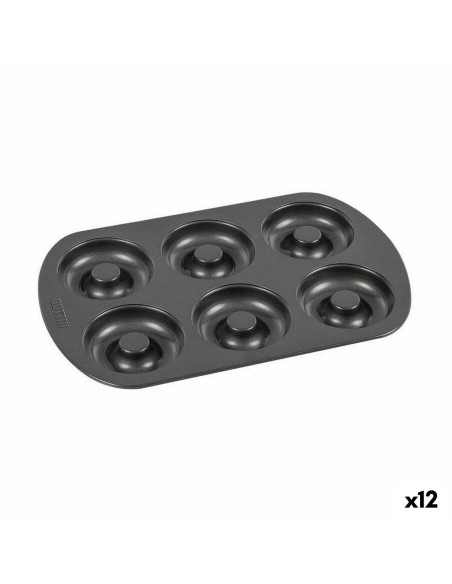 Moule pour four Quttin Donuts Acier au carbone Noir 32 x 21 x 2,3 cm (12 Unités)