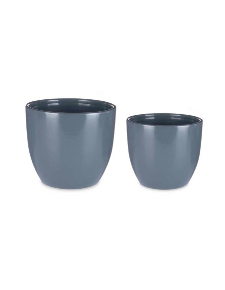 Set de pots Ibergarden CAZORLA-22-28-A Anthracite Argile Ø 22 cm Ø 28 cm 22 x 22 x 18 cm 28 x 28 x 24 cm 2 Pièces