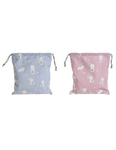 Sac DKD Home Decor Bleu Blanc Rose osos 24 x 2 x 26 cm (2 Unités)