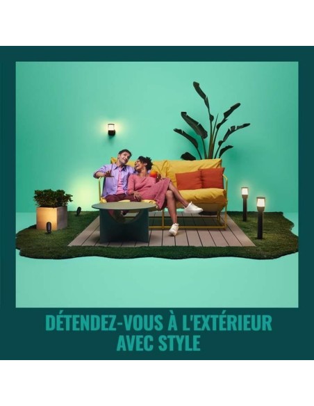 Borne de jardin solaire Wiz Noir Métal