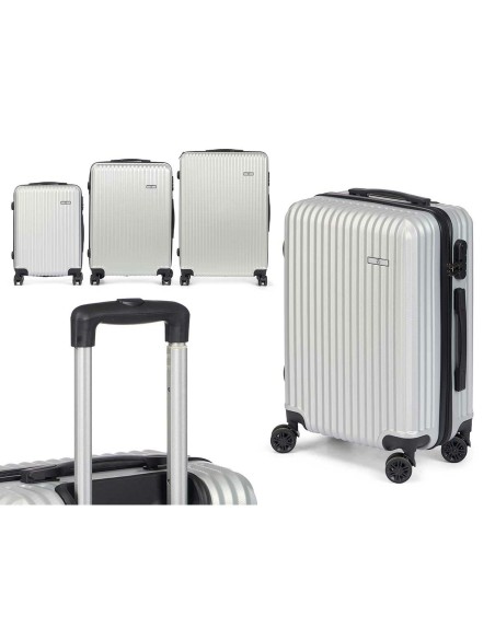 Jeu de valises Gris clair Rayures 3 Pièces