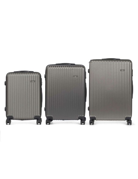 Jeu de valises Gris foncé Rayures 3 Pièces