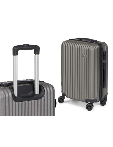 Jeu de valises Gris foncé Rayures 3 Pièces