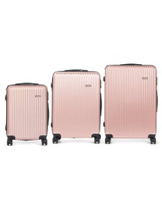 Jeu de valises Rose Rayures 3 Pièces