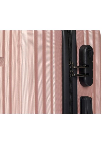 Valise cabine HT-017-R Rose 55 x 35 x 20 cm Rayures