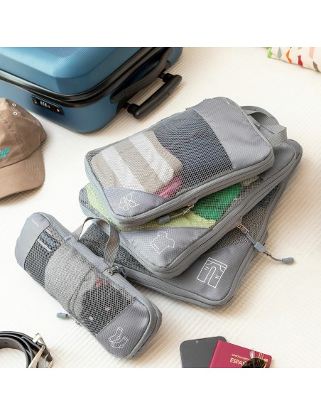 Sacs de Rangement à Compression pour Valises Compakube InnovaGoods 4 Pièces