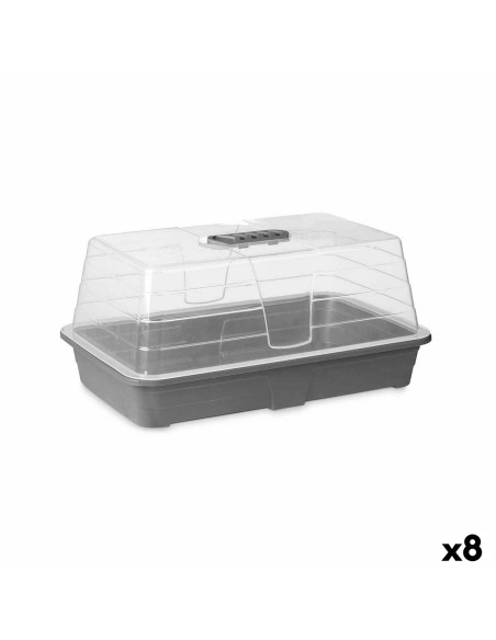 Serre Ibergarden FYT2058102 Gris Transparent Plastique 38,4 x 17,5 x 24,7 cm (8 Unités)