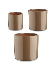 Set de pots Ibergarden CILINDRO-7006 Taupe Argile Cylindre Ø 14 cm Ø 22 cm Ø 17 cm 3 Pièces