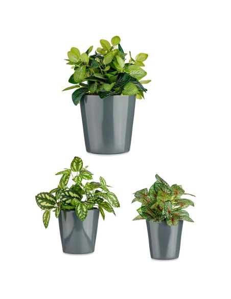 Set de pots Ibergarden CONICO-7011 Anthracite Argile Cónica Ø 14 cm Ø 22 cm Ø 17 cm 3 Pièces