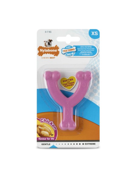 Jouet pour chien Nylabone WISHBONE Rose Poulet XS