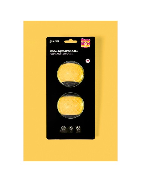 Boule pour animaux de compagnie Gloria PLAY AND RUN Jaune TPR M 6,35 cm 2 Unités