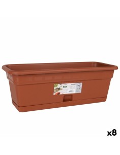 Jardinière avec support Dem Squares Rectangulaire Marron 50 x 20 cm (8 Unités)