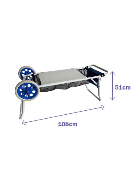 Marbueno Chariot Porte-Chaises Acier Convertible Table Camping et Plage 108X51X51 cm 10362