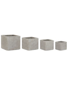 Set de pots de fleurs Home ESPRIT Beige Fibre de Verre Magnésium 44,5 x 44,5 x 42,5 cm (4 Unités)