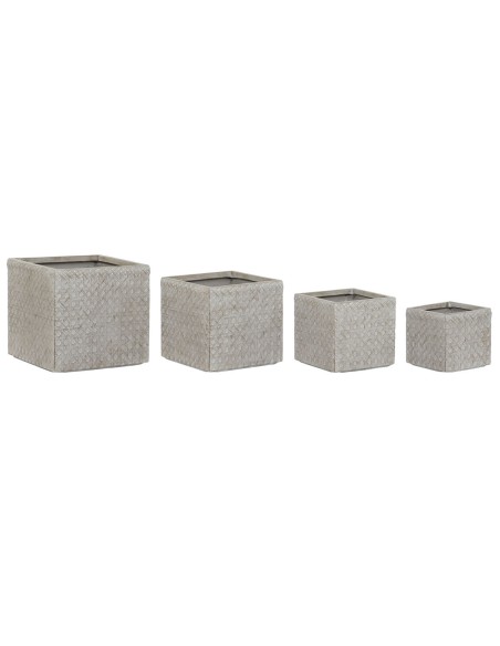 Set de pots de fleurs Home ESPRIT Beige Fibre de Verre Magnésium 44,5 x 44,5 x 42,5 cm (4 Unités)