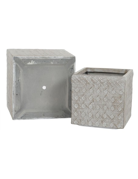 Set de pots de fleurs Home ESPRIT Beige Fibre de Verre Magnésium 44,5 x 44,5 x 42,5 cm (4 Unités)