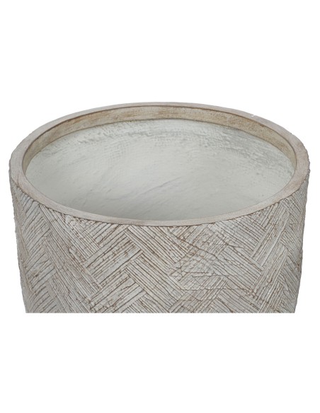 Set de pots de fleurs Home ESPRIT Beige Fibre de Verre Magnésium 44,5 x 44,5 x 43 cm (3 Unités)