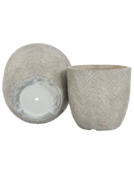 Set de pots de fleurs Home ESPRIT Beige Fibre de Verre Magnésium 44,5 x 44,5 x 43 cm (3 Unités)