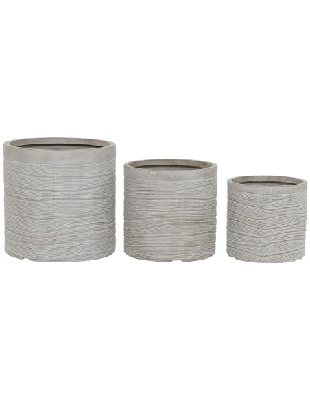 Set de pots de fleurs Home ESPRIT Beige Fibre de Verre Magnésium 44,5 x 44,5 x 44 cm (3 Unités)