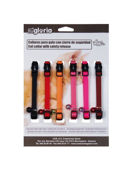 Collier pour chat Gloria Classic Multicouleur Lisse 6 Unités
