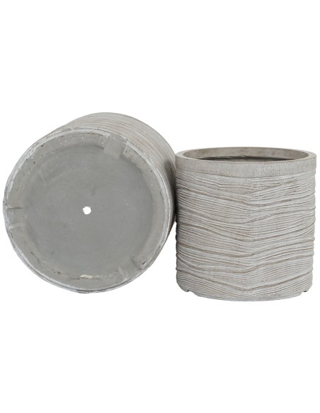 Set de pots de fleurs Home ESPRIT Beige Fibre de Verre Magnésium 44,5 x 44,5 x 44 cm (3 Unités)