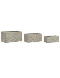 Jardinière Home ESPRIT Beige Fibre de Verre Magnésium 74,5 x 37,5 x 37,5 cm
